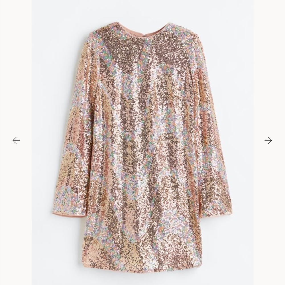 NWT H&M rose gold sequin swig dress size Large
